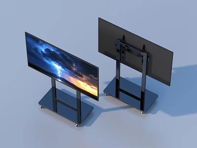 Modern Dual Monitor Stands With HD Screens And Portable Wheels For Home Office 3d model
