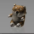 Comfy Brown Chair With Plush Shiba Inu Toy Decoration For Living Room