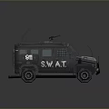 Black SWAT Armored Tank With Roof Mounted Gun Antenna And 801 Number Design