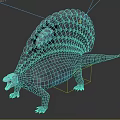 Prehistoric Sailback Creature With Gray Skin Blue Underbelly And Open Mouth Sharp Teeth