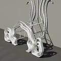 Abstract Red Chair With Artistic Metal Structure And Curved Design Elements 3d model