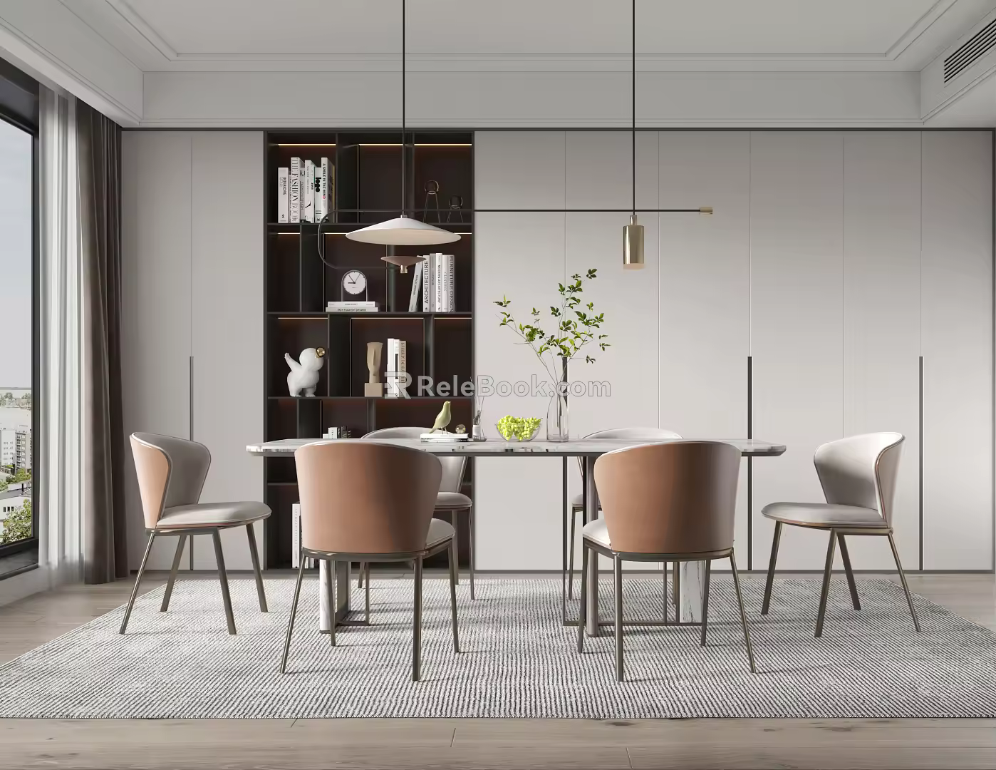 Light Luxury Dining Table and Chair Combination Dining Table and Chair 3d model