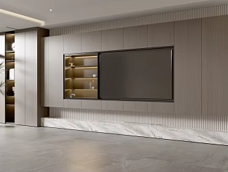 Modern Minimalist Living Room Light Luxury TV Background Wall Full Wall TV Cabinet 3d model