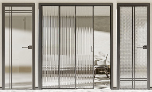 Modern swing door glass door 3d model