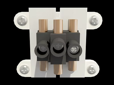 Hardware Tools Connector With Black Copper Components And White Mounting Parts 3d model