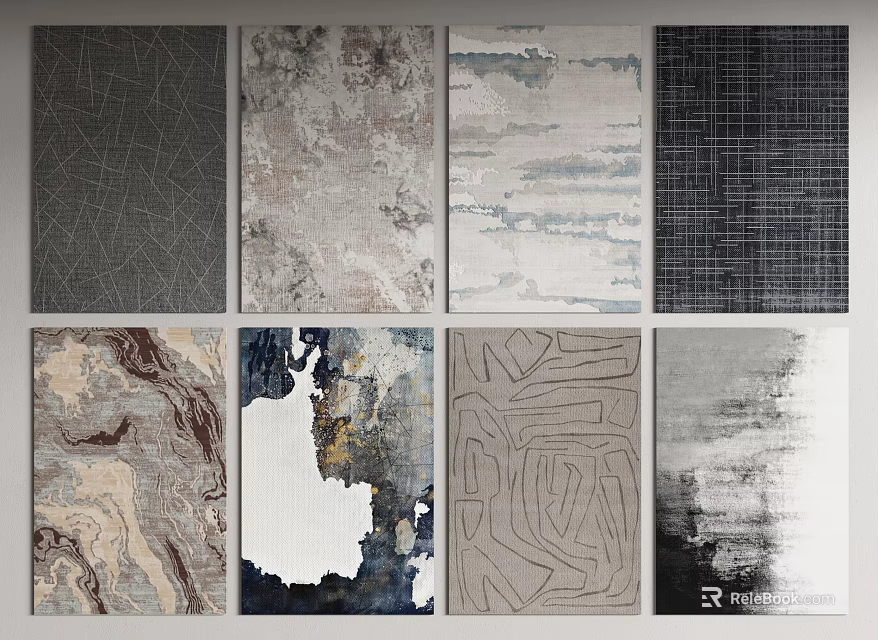 Square Rugs With Multiple Modern Textures Abstract Patterns And Artistic Designs 3d model