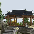 Chinese-style pavilion with gallery pavilion ancient pavilion ancient gallery frame pavilion tower pavilion landscape pavilion hexagonal pavilion double-layer pavilion landscape gallery frame 3d model