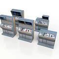 Multiple Technical Control Consoles With Digital Screens And Interface Panels