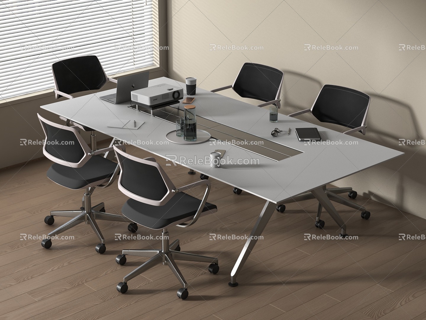 Conference table and chair combination 3d model