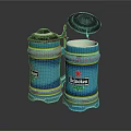 Blue Decorative Warsteiner Beer Steins With Yellow Green Accents And Black Lids