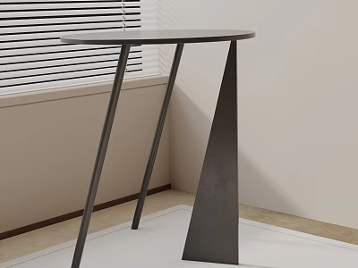 Modern Dark Metal Side Table With Unique Triangular Leg In Minimalist Interior 3d model