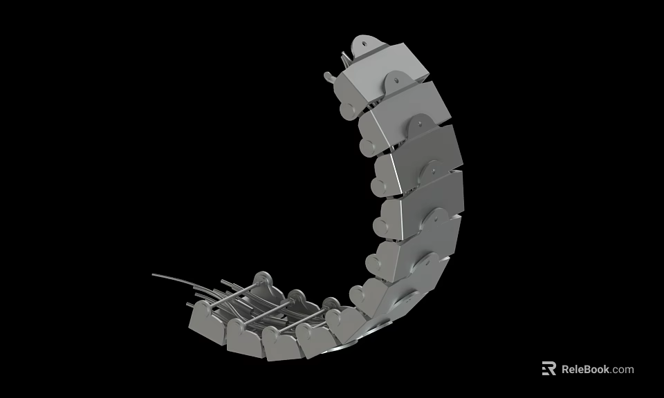 Flexible Metal Mechanical Part With Interconnected Links In Curved Structure 3d model 