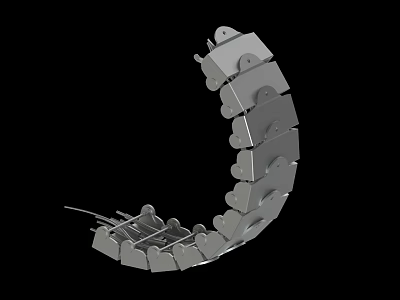 Flexible Metal Mechanical Part With Interconnected Links In Curved Structure 3d model