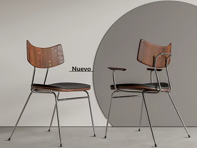 Nuevo Modern Dining Chairs With Wooden Backrest And Metal Frame Design 3d model
