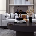 Light Gray Single Sofa with Decorative Pillows and Side Table in Modern Living Room 3d model