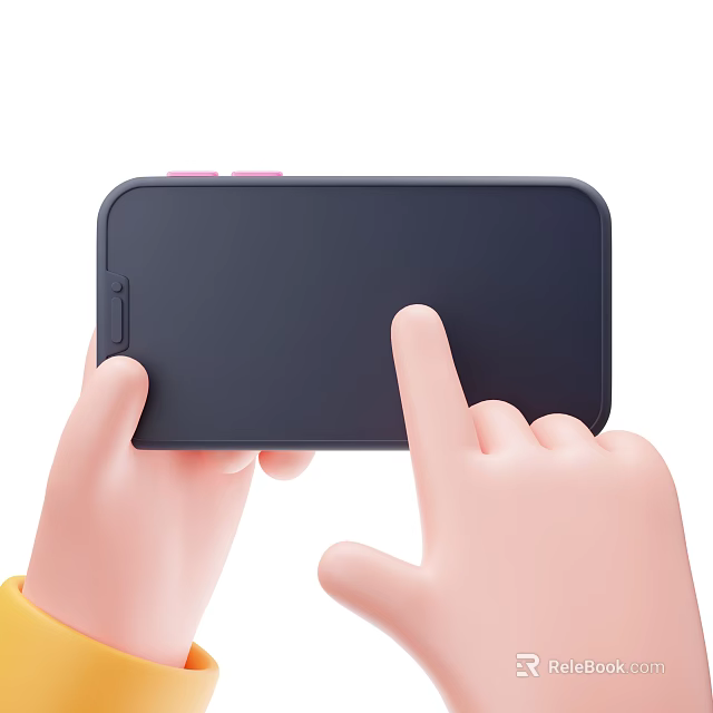 Stylish Decorative Ornament Set With Black Phone And Hand Model Clicking Screen 3d model 