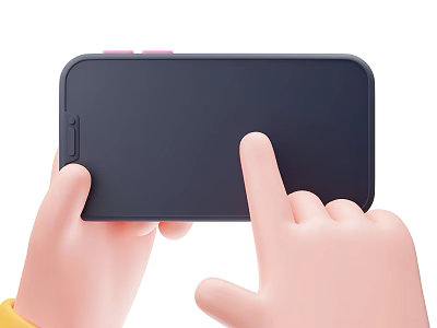 Stylish Decorative Ornament Set With Black Phone And Hand Model Clicking Screen 3d model