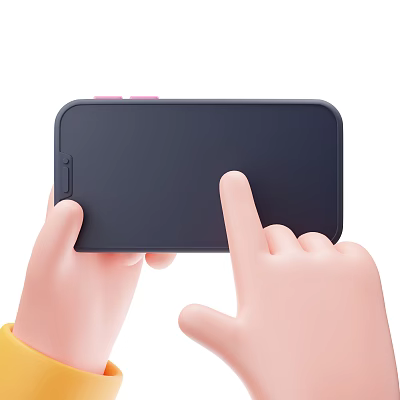 Stylish Decorative Ornament Set With Black Phone And Hand Model Clicking Screen 3d model