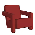 Red Single Sofa Featuring Modern Design Stitched Armrests And Comfortable Upholstery 3d model