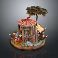 Shanzhai Gate Dwarf Mountain Gate Cartoon Mountain Gate Ancient Gate Mountain Gate 3d model