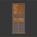 Vintage Wooden Cabinet With Carved Details Upper Glass Doors And Lower Wooden Doors