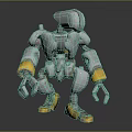 Mechanical Robot Character With Silver Yellow Joint Components And Detailed Structure
