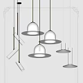 Modern White Hanging Pendant Lights With Dome And Cylinder Shapes In Interior