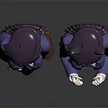 Two Anime Characters In Purple Uniform With Cat Ear Hats Short Skirt And Brown Shoes