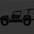 Military Green Off Road Vehicle With Rugged Design Large Tires And Roof Mounted Equipment