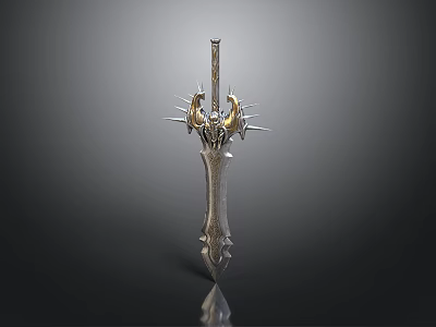 Fantasy Sword Design With Intricate Golden Hilt And Metallic Blade Details 3d model