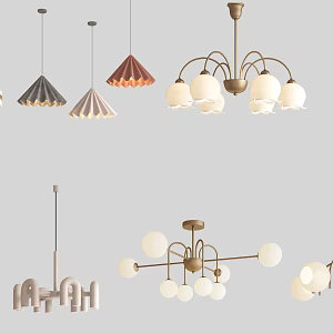 Cream Vintage Chandelier Combo 3d model