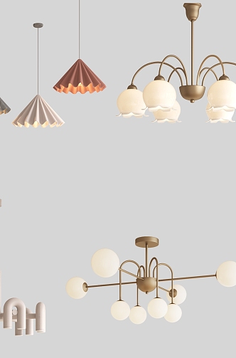 Cream Vintage Chandelier Combo 3d model