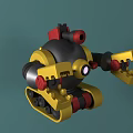 3D Robot Model Featuring Yellow Black Red Design And Mechanical Arms With Tracks 3d model