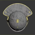 Ancient Roman Protective Weapon Helmet With Metallic Body And Gold Decorative Accents