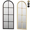 Modern Arched Full Length Mirror With Black And Gold Grid Frame Design