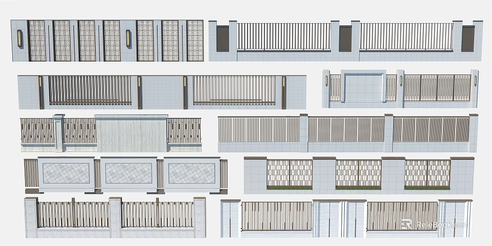 Feature Wall Design Ideas With Various Grilles Textured Panels And Geometric Patterns 3d model