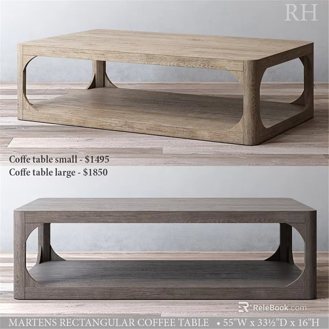 Modern Wooden Coffee Table With Open Structure And Small Large Sizes 3d model 