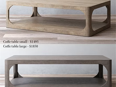 Modern Wooden Coffee Table With Open Structure And Small Large Sizes 3d model