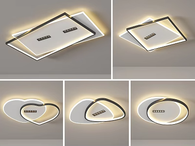 Modern Geometric Ceiling Lights With LED Strip Illumination And Sleek Design 3d model