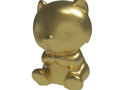 Golden Bear Toy Figure With Cute Sitting Posture And Shiny Surface 3d model