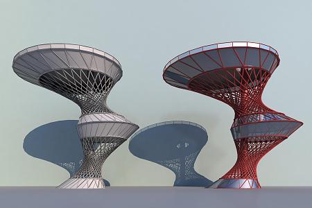 Modern Watchtower Rotating Landscape Watchtower 3d model