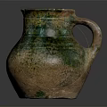Ancient Clay Jar with Green Brown Glaze and Rustic Vintage Texture 3d model