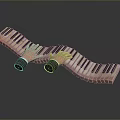 Creative Curved Piano Keyboard Played By Hands As Unique Living Item