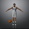 Man In Dallas Jersey Number 0 Standing With Arms Outstretched And Basketball