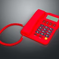 Red Landline Phone Featuring Digital Display Numeric Keypad And Coiled Red Cord 3d model