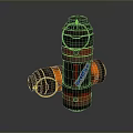 Cylindrical Weapon With Red And Black Stripes Standing And Lying Down With Igniter Label