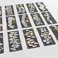 Stepping Stone Pathway Designs With Various Patterns Small Plants And LED Lights 3d model