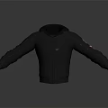 Black Hooded Jacket With Front Pockets And Sleeve Logo Design 3d model