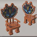 Kids Chair With Cartoon Animal Head Backrest Colorful Details Wooden Light Brown Frame Fun Design