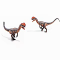 Realistic Dinosaur Toys With Orange Crests Facing Each Other On White Background
